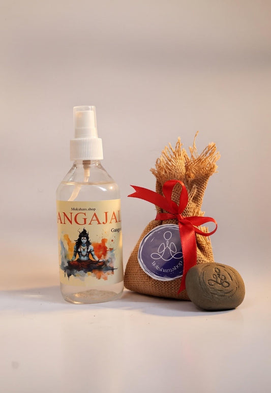 Gangajal Spray with Ganga Soil Bar – Holy Ganga Pooja Combo for Shanti & Purification