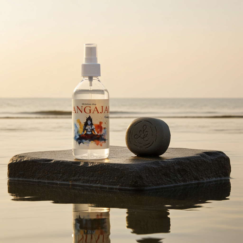 Gangajal Spray with Ganga Soil Bar – Holy Ganga Pooja Combo for Shanti & Purification