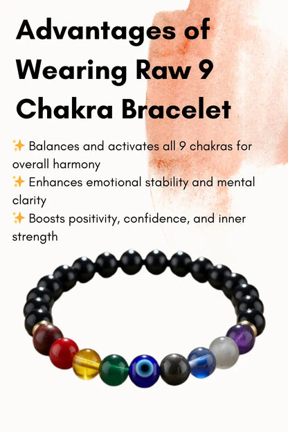 Super 9 Chakra Healing Bracelet with Pyrite & Evil Eye: Attracts money, Offers Protection & Prosperity moksham.shop