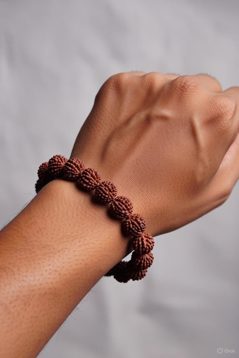5 Mukhi Rudraksha Bracelet – Natural Panchmukhi Rudraksha for Peace, Health & Spiritual Protection