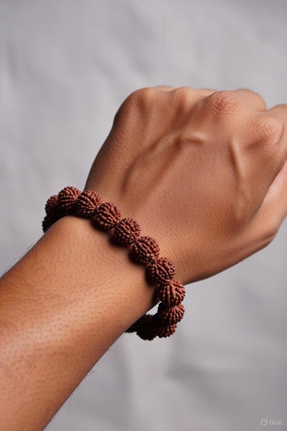 5 Mukhi Rudraksha Bracelet – Natural Panchmukhi Rudraksha for Peace, Health & Spiritual Protection