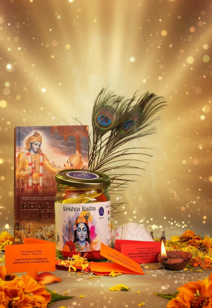 Krishna Katha Gita Jar – 48 Bhagavad Gita Shlokas for Peace, Healing & Daily Guidance