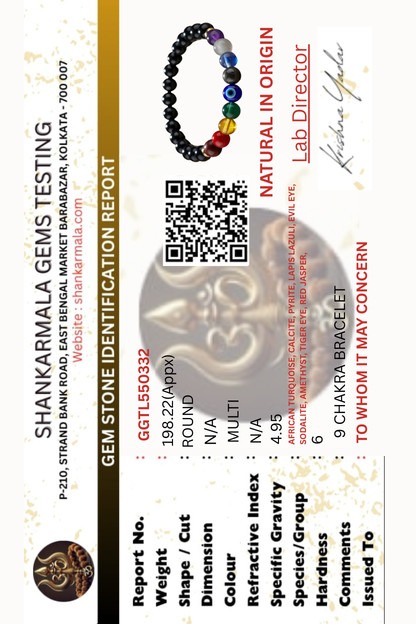 Super 9 Chakra Healing Bracelet with Pyrite & Evil Eye