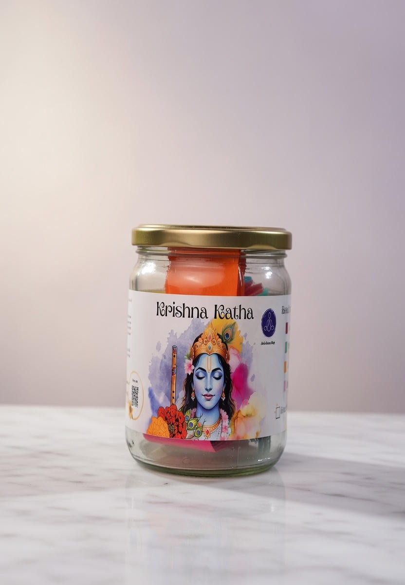 Krishna Katha Gita Jar – 48 Bhagavad Gita Shlokas for Peace, Healing & Daily Guidance
