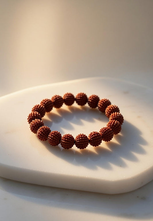 5 Mukhi Rudraksha Bracelet – Natural Panchmukhi Rudraksha for Peace, Health & Spiritual Protection
